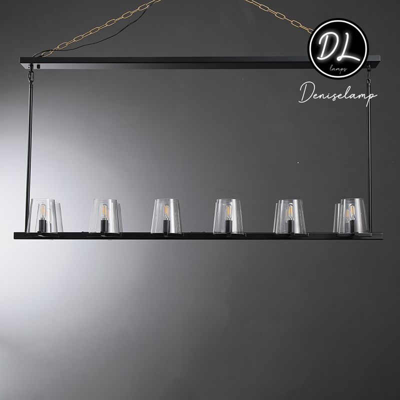 Willow Fashion design glass lampshade Linear Chandelier 49"