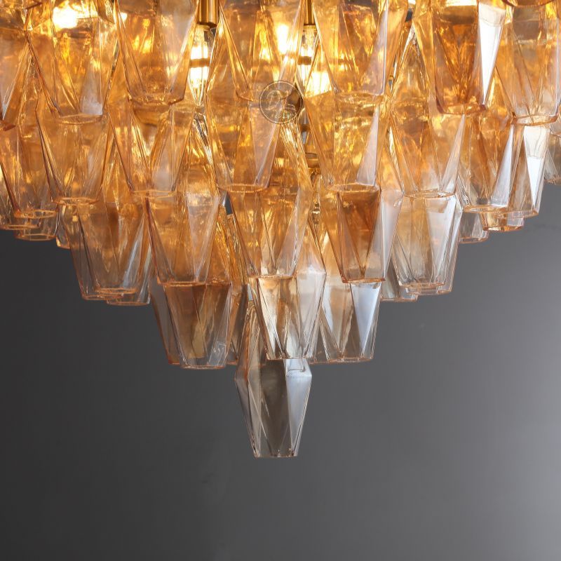 Golden Banana Tiered Round Chandelier 47"