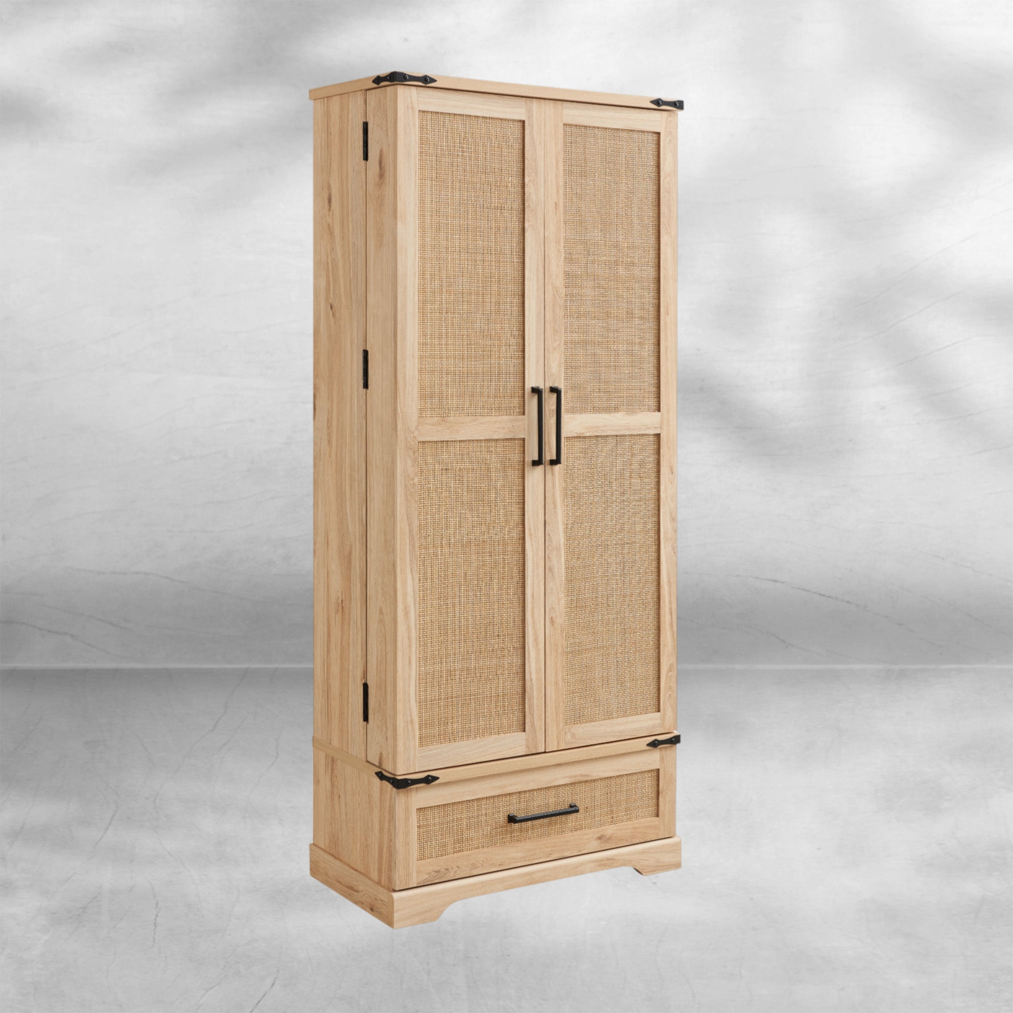 72" Farmhouse Kitchen Pantry Cabinet with Drawer, Barn Door Design