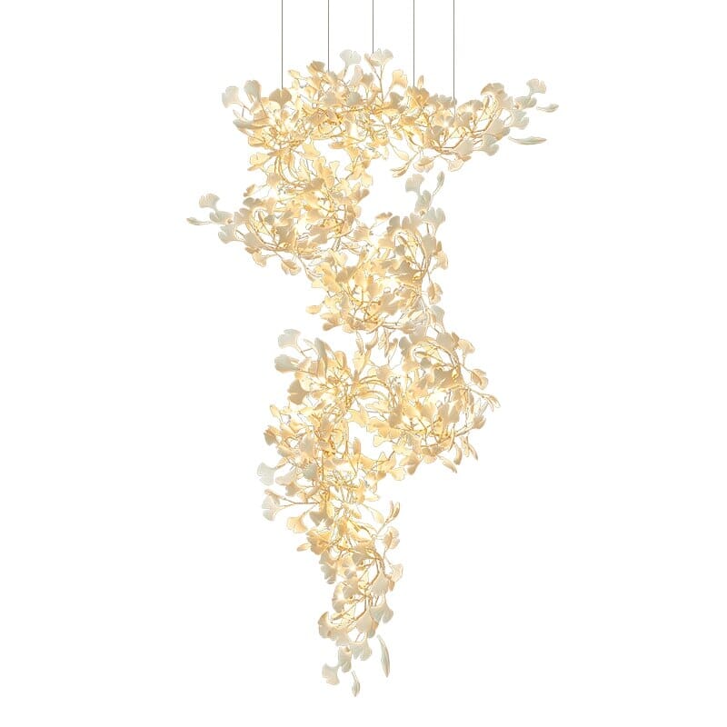 Ginkgo Leaf Ceramics Large Chandelier 110'' 118'' 157''H