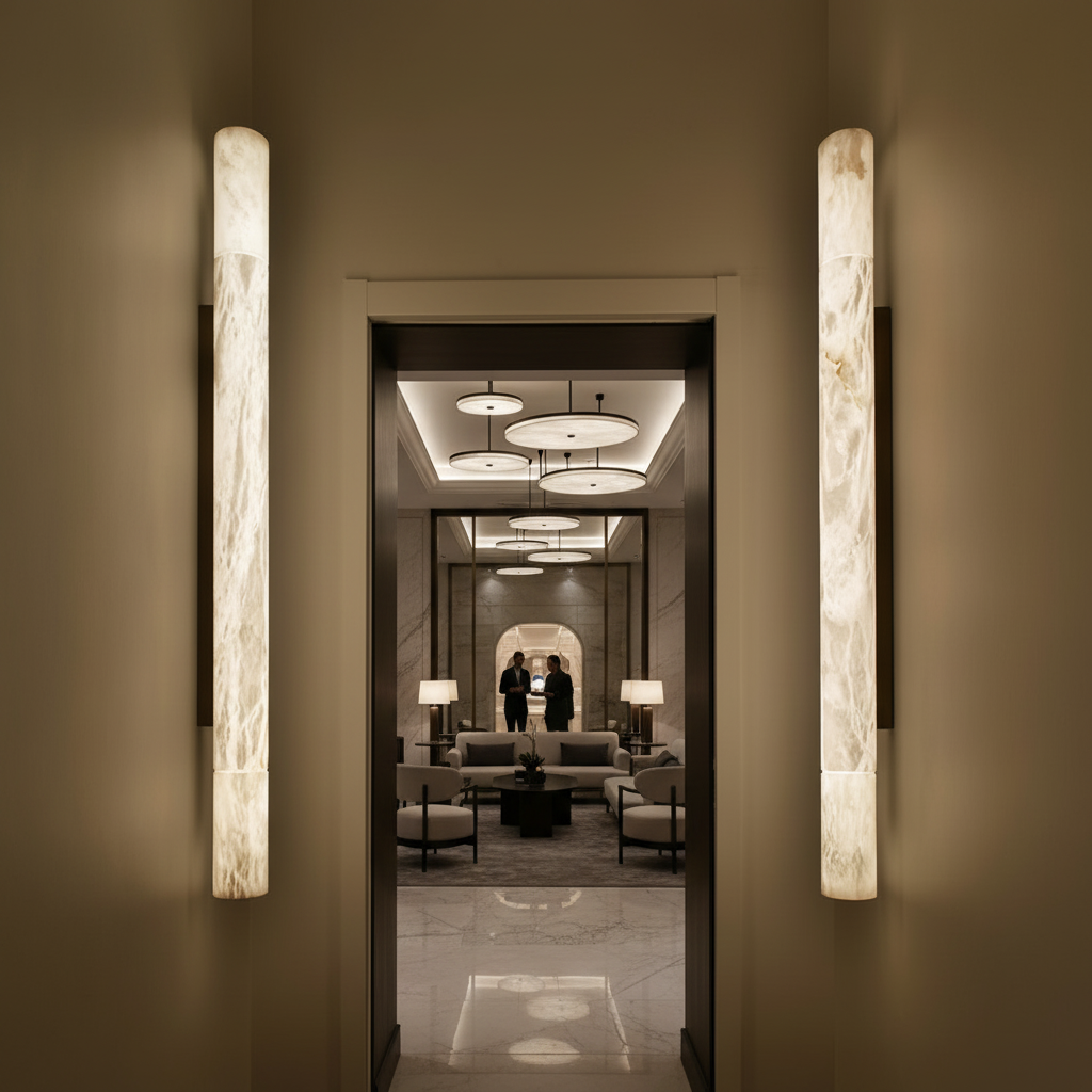 Solid Alabaster Grand Sconce