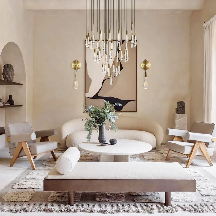 Denise Raindrop Glass Round Solitaire Chandelier