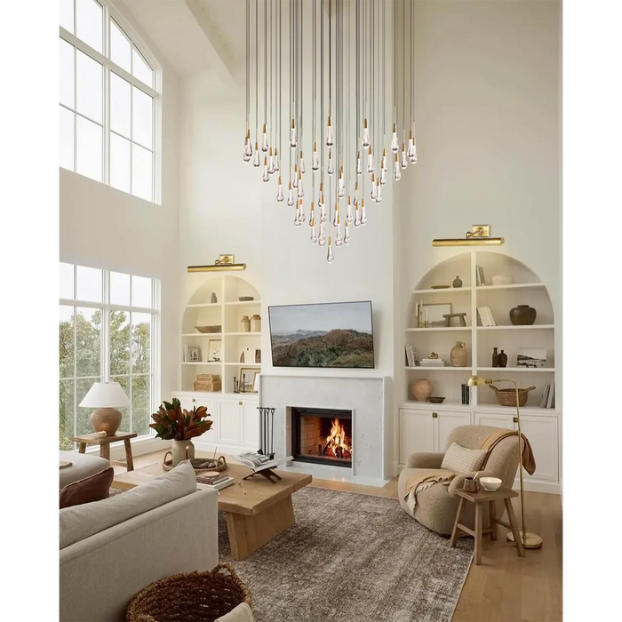 Denise Raindrop Glass Round Solitaire Chandelier