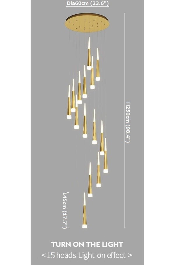 JC Golden/Black LED Hanging Meteor Rain Staircase Chandelier