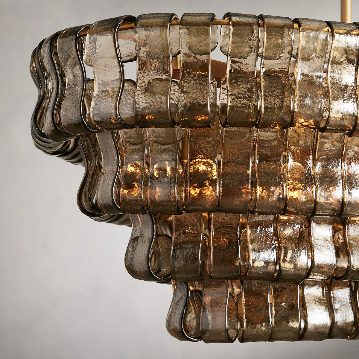 Denise Ghiaccio Oval Chandelier in Glass Brass 54"/65"