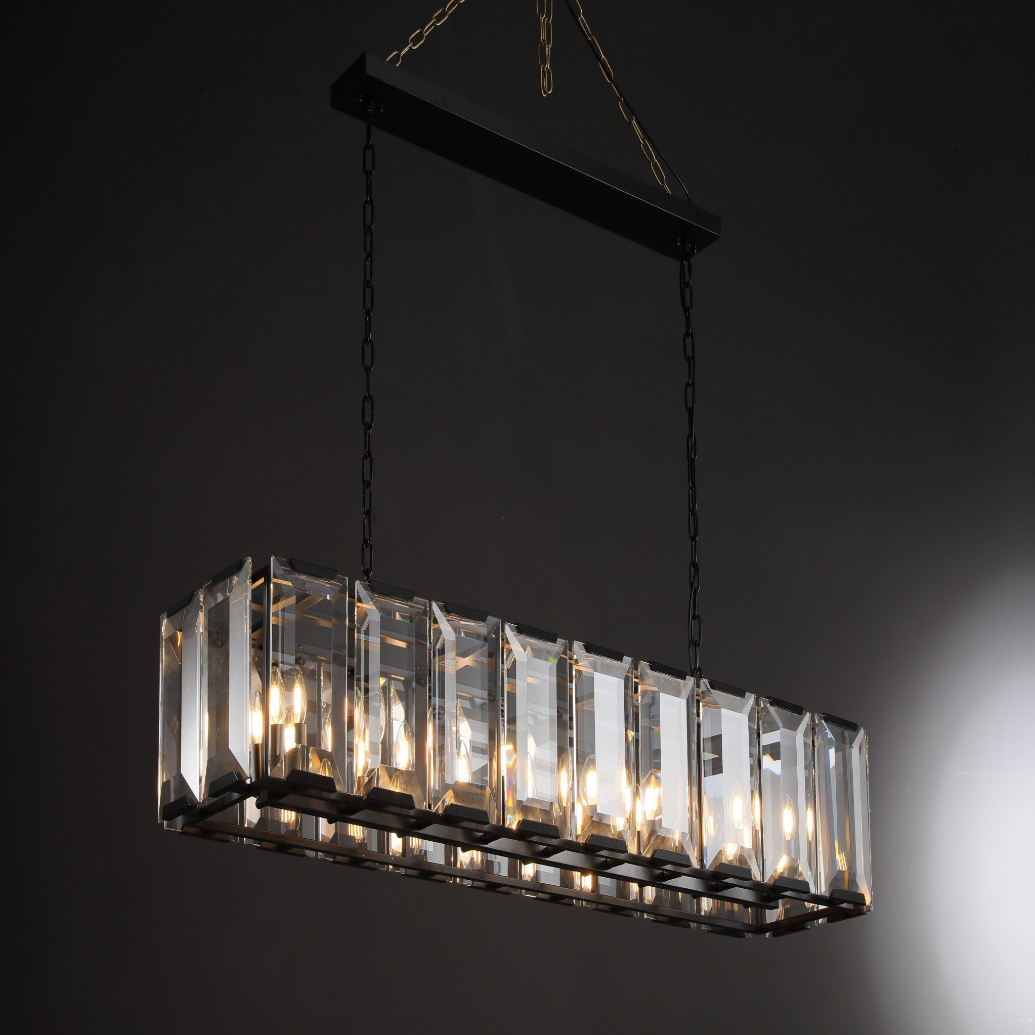 Hartley Crystal Rectangle Chandelier Faceted Glass Prism