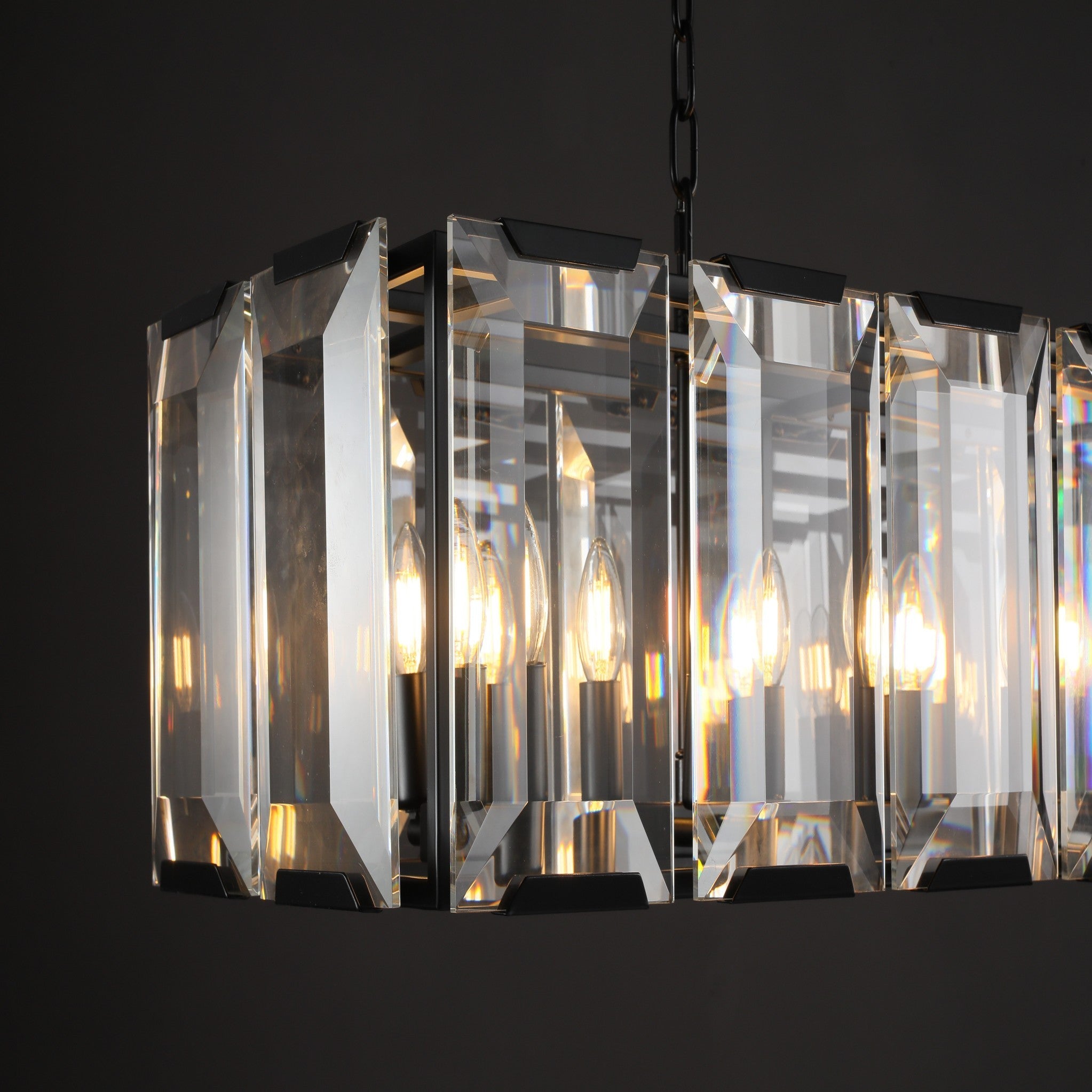 Hartley Crystal Rectangle Chandelier Faceted Glass Prism
