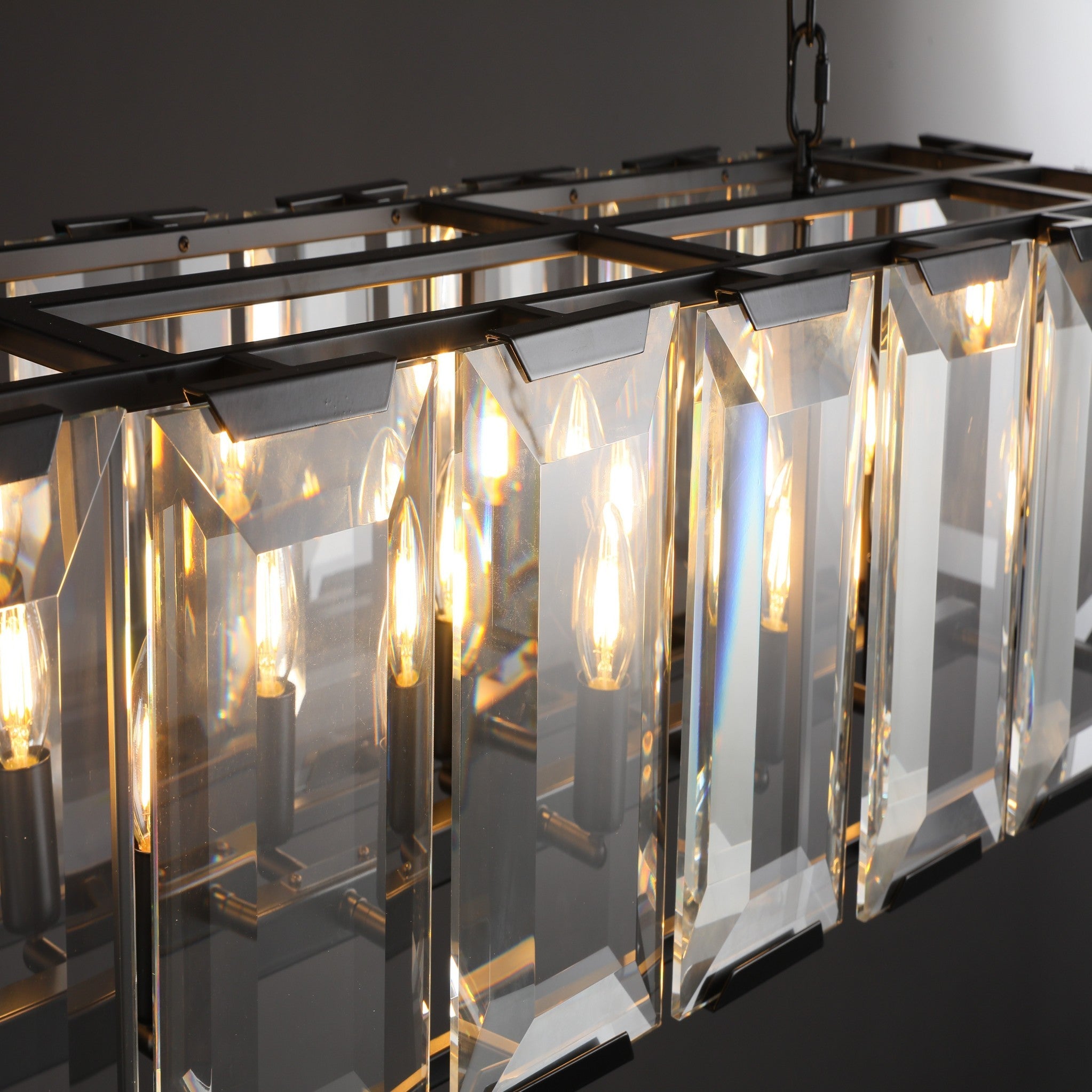 Hartley Crystal Rectangle Chandelier Faceted Glass Prism