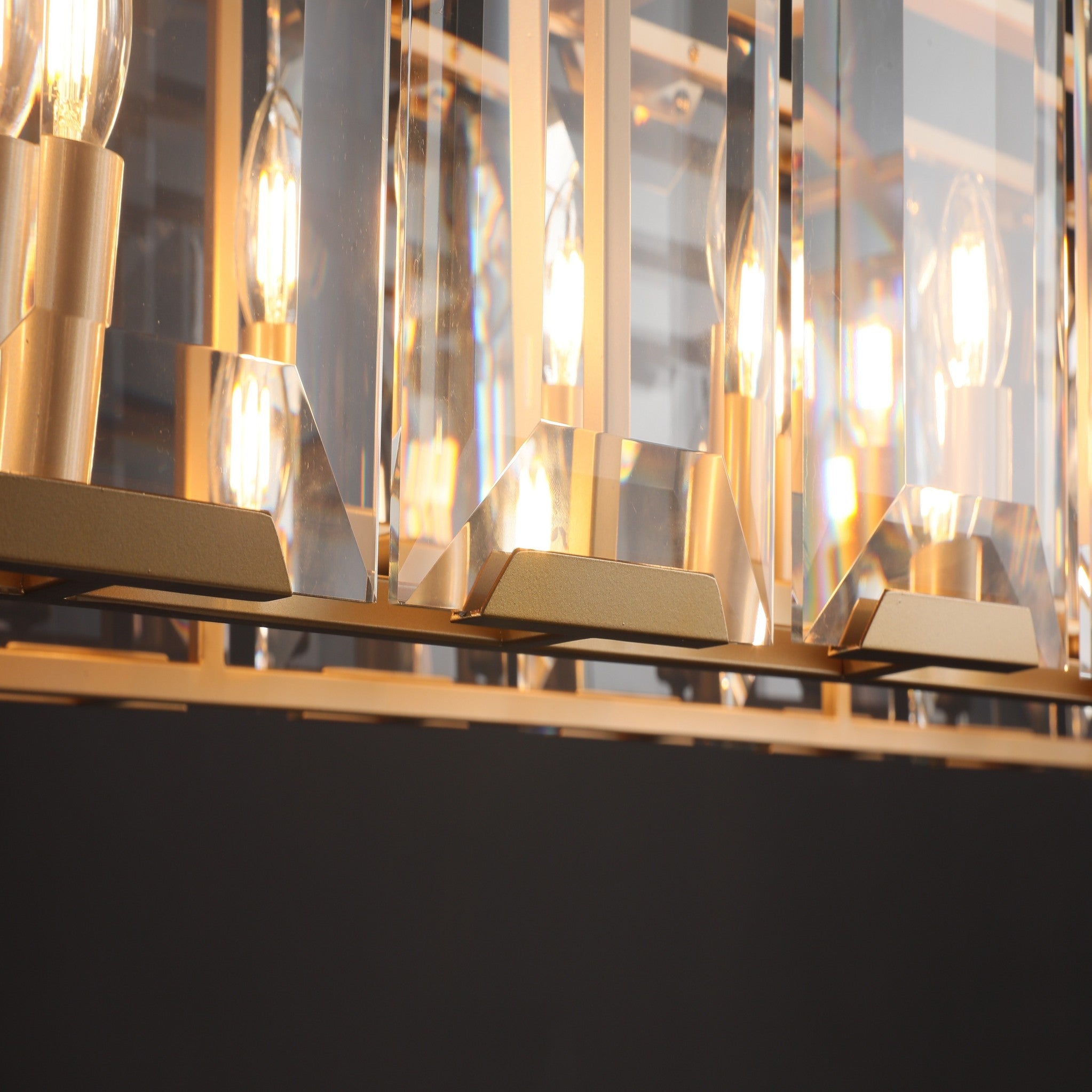 Hartley Crystal Rectangle Chandelier Faceted Glass Prism