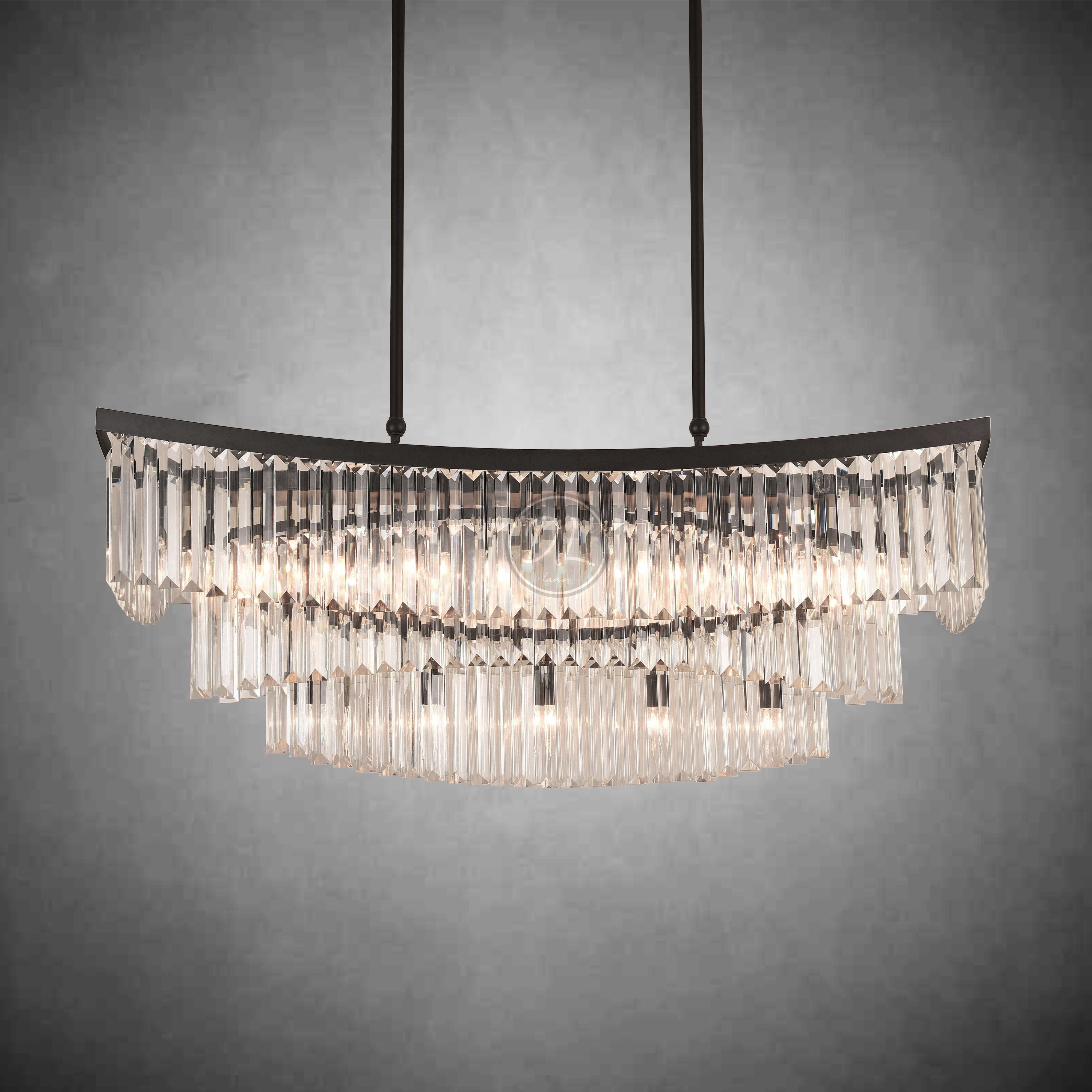 Denise Rhea Rectangular Odeon Fringe Crystal Chandelier