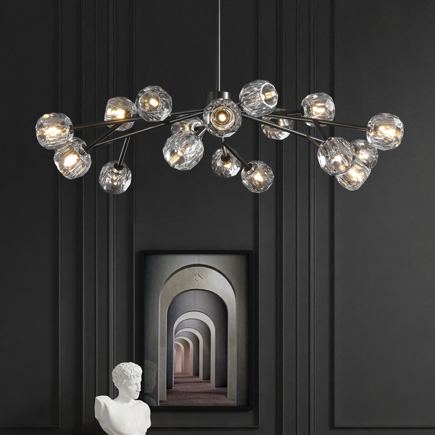 BOUBLE Crystal Ball Modern Round Chandelier 48"