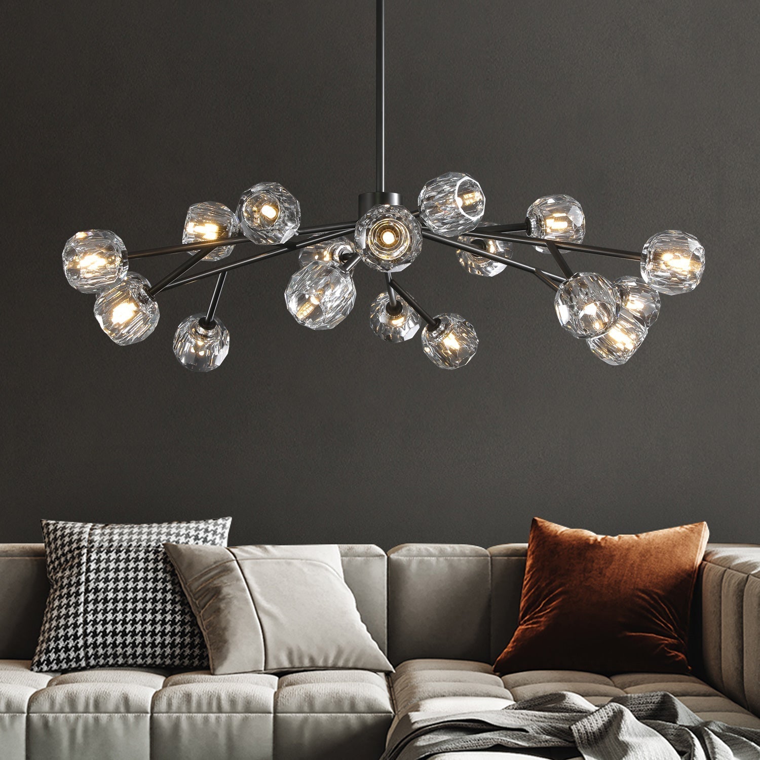 BOUBLE Crystal Ball Modern Round Chandelier 48"