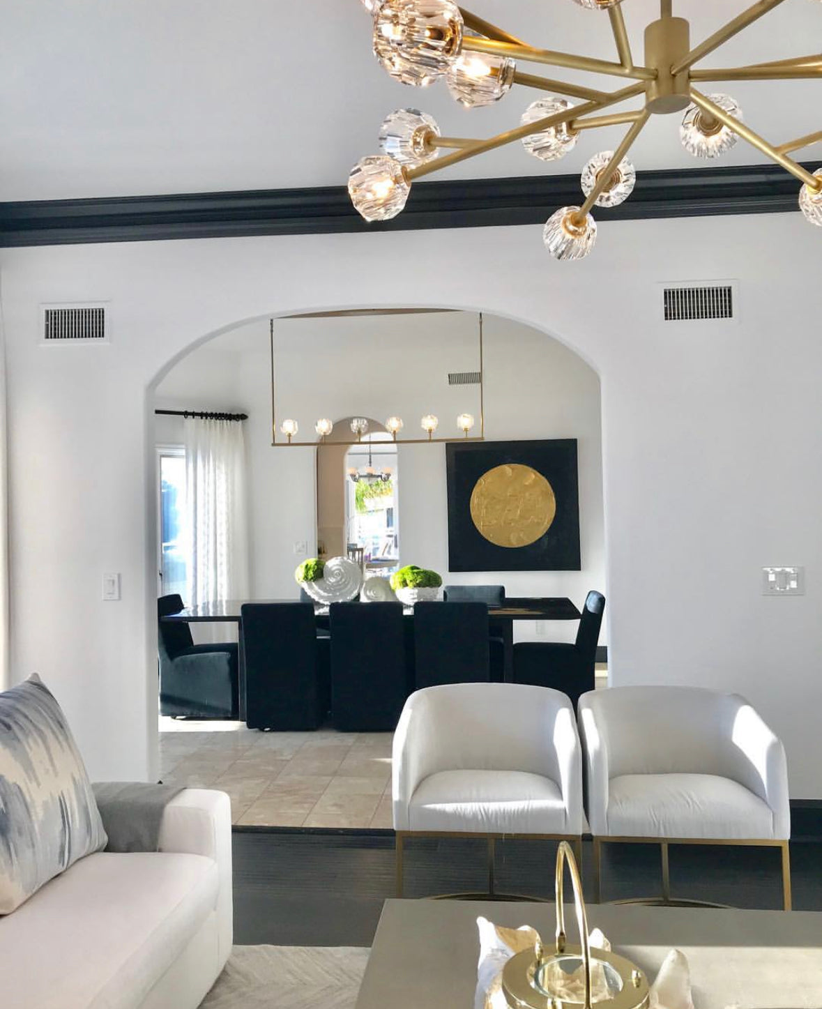 BOUBLE Modern Crystal Ball Linear Chandelier 60" Over Dining Table