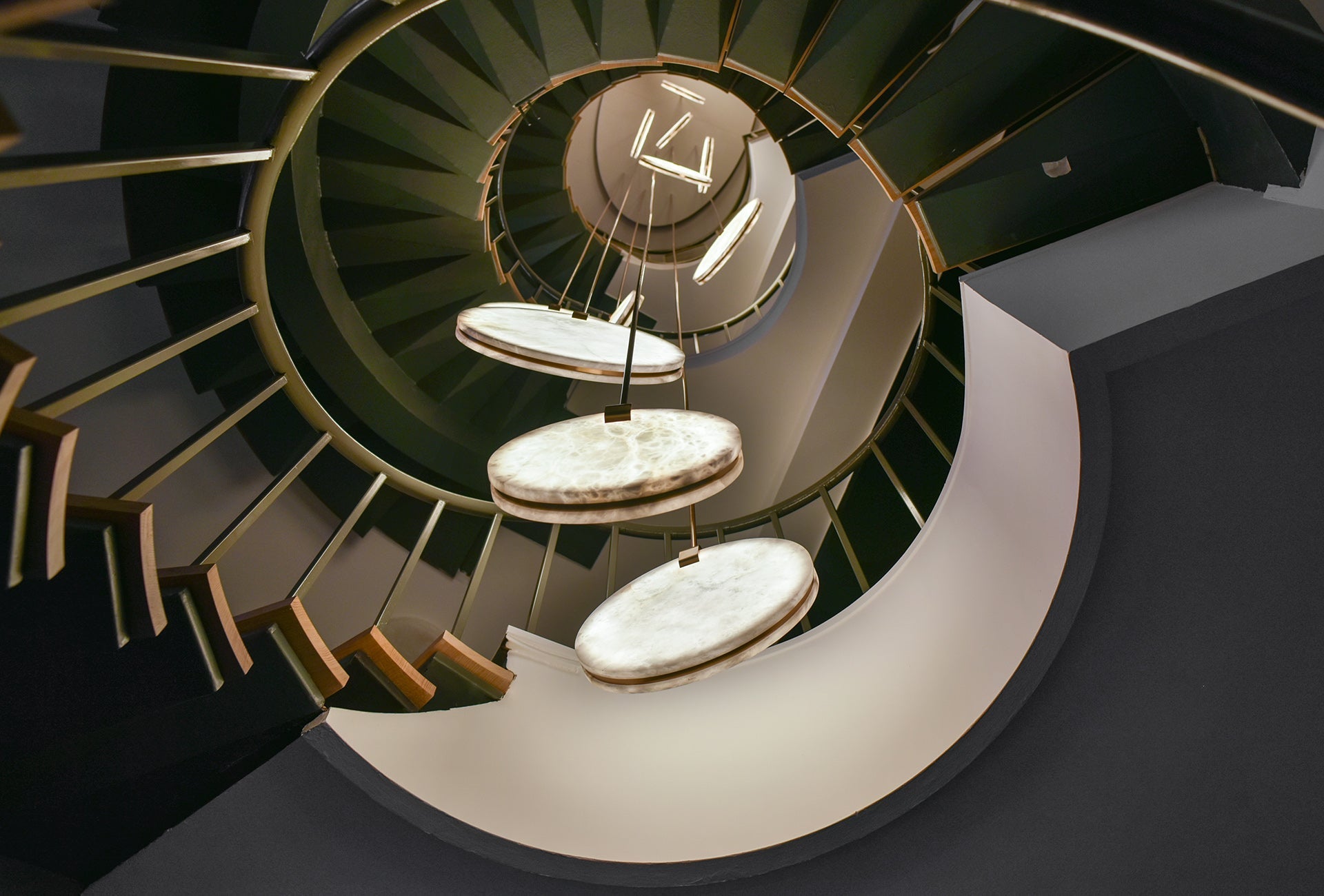 Nirvana Real Alabaster Disc Pendant Light, Pendant Lamp For Hallway, Staircase