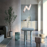 Liberty Curved Pendant Alabaster Chandelier, Pendant Light Over Dining Table