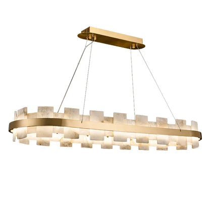 Denise Anita Modern Oval Alabaster Chandelier For Living Room