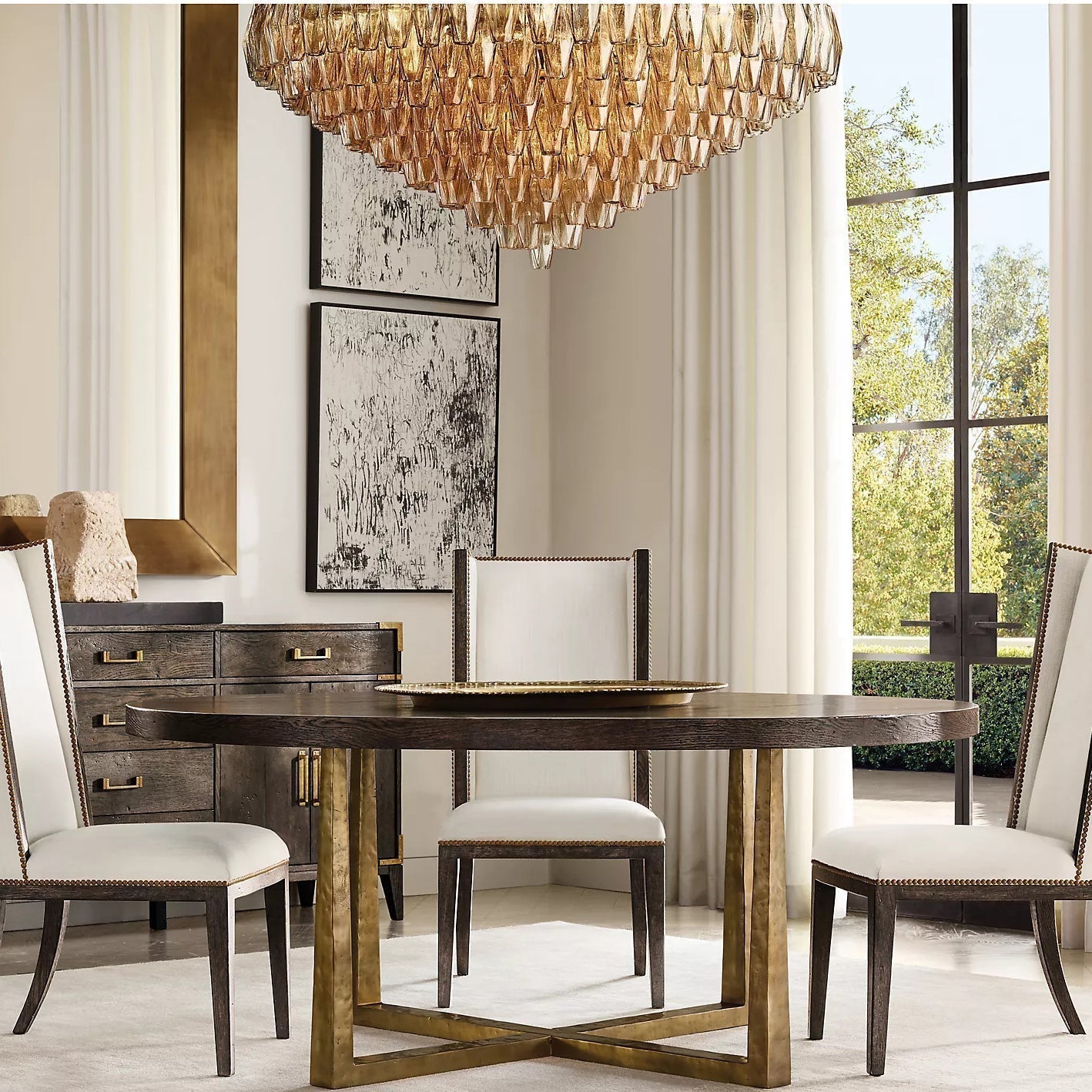 Chiaravalle Glass Tiered Round Chandelier 47"