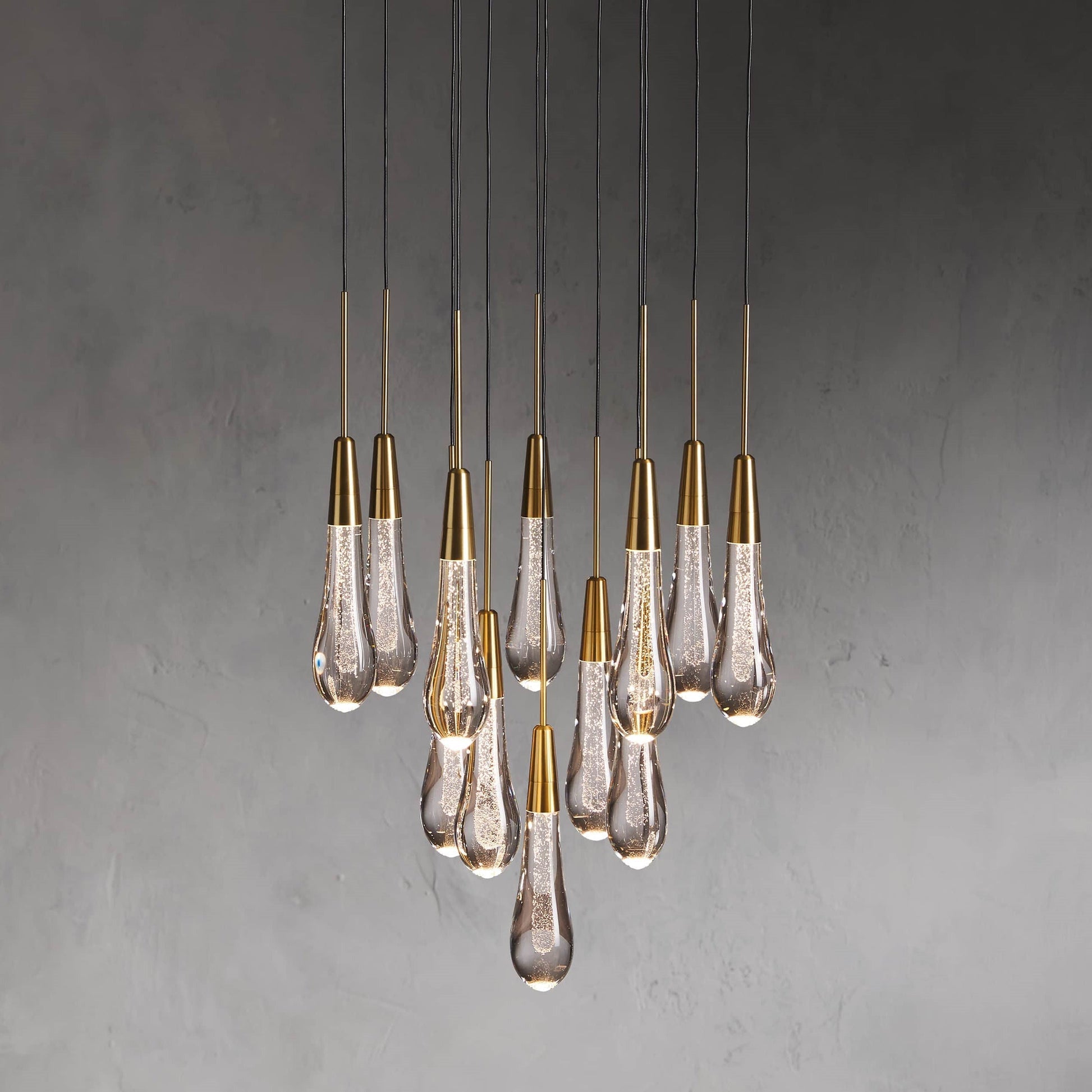 Denise Raindrop Glass Round Solitaire Chandelier