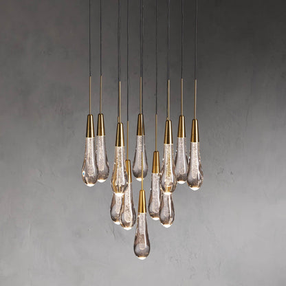 Denise Raindrop Glass Round Solitaire Chandelier