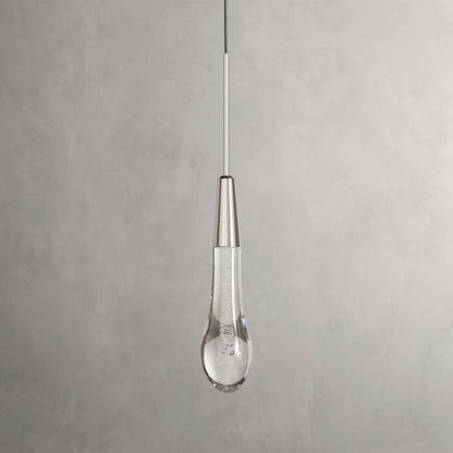 Denise Raindrop Glass Solitaire Single Pendant Light