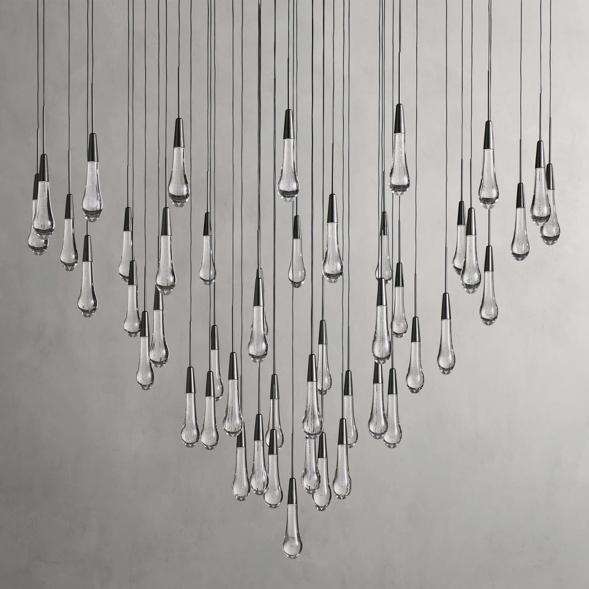 Denise Raindrop Glass Round Solitaire Chandelier