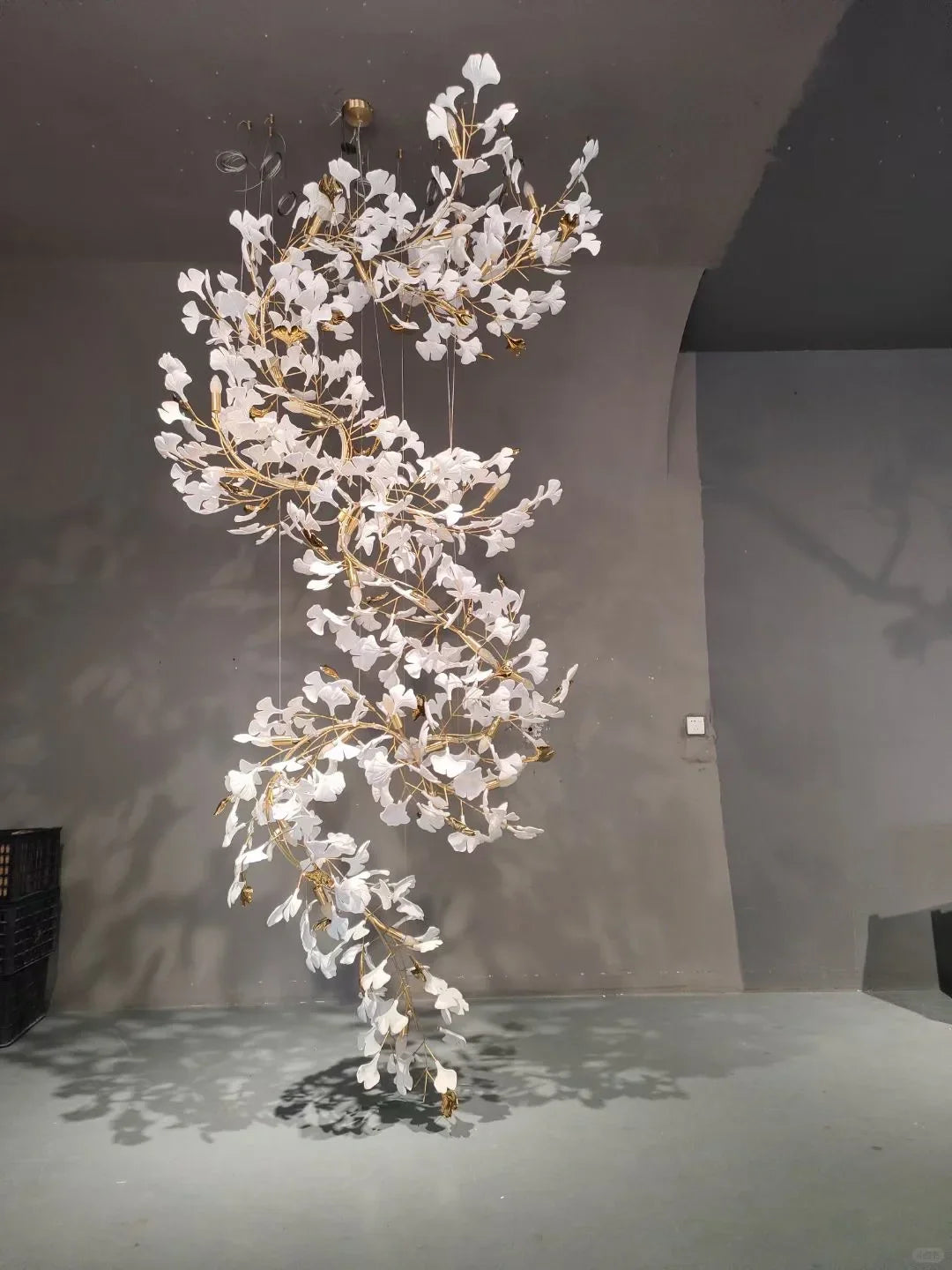Ginkgo Leaf Ceramics Large Chandelier 110'' 118'' 157''H