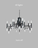 Deniselamp® Gold/Black Postmodern LED Chandelier For Living Room, Lobby, Restaurant 60 lights - Dia109.0xH70.1cm / Dia42.9xH27.6" / Warm light / Black