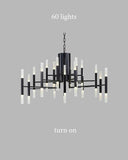 Deniselamp® Gold/Black Postmodern LED Chandelier For Living Room, Lobby, Restaurant 36 lights - Dia102.1xH70.1cm / Dia40.2xH27.6" / Cold light / Black