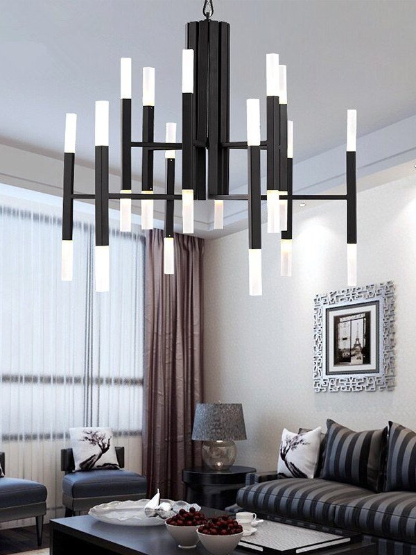 Deniselamp® Gold/Black Postmodern LED Chandelier For Living Room, Lobby, Restaurant 24 lights - Dia68.1xH60.0cm / Dia26.8xH23.6" / Warm light / Black