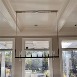Crystalline Glass Shaded Modern Linear Chandelier 59"/71"