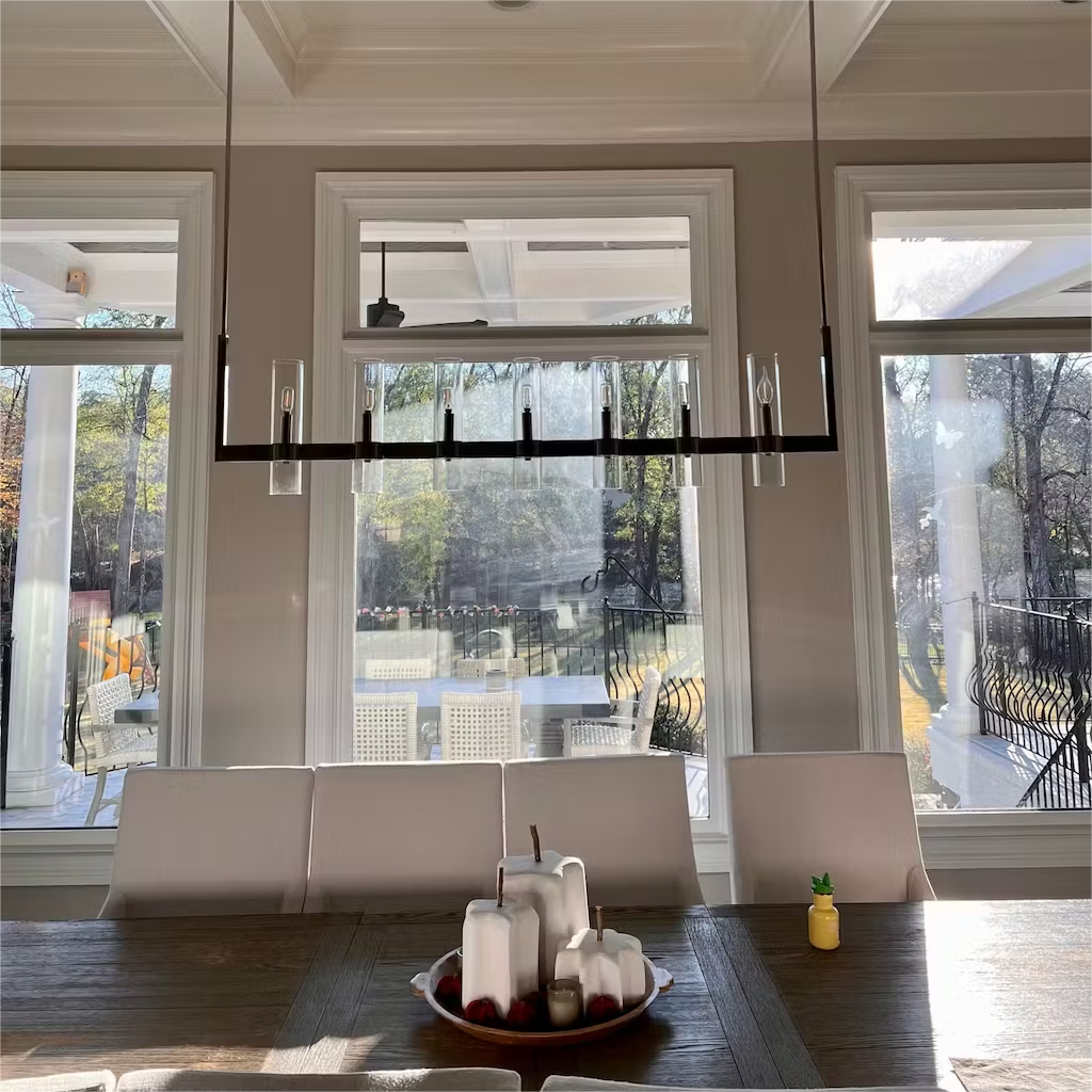 Crystalline Glass Shaded Modern Linear Chandelier 59"/71"