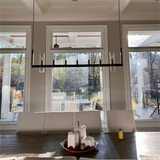 Crystalline Glass Shaded Modern Linear Chandelier 59"/71"
