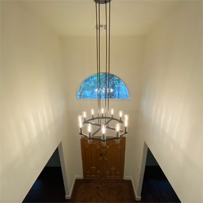 Crystalline Round Chandelier For Art Blown Glass 36"