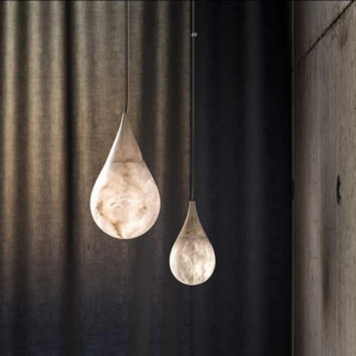 Alabaster Teardrop Single Pendant Light 7"D