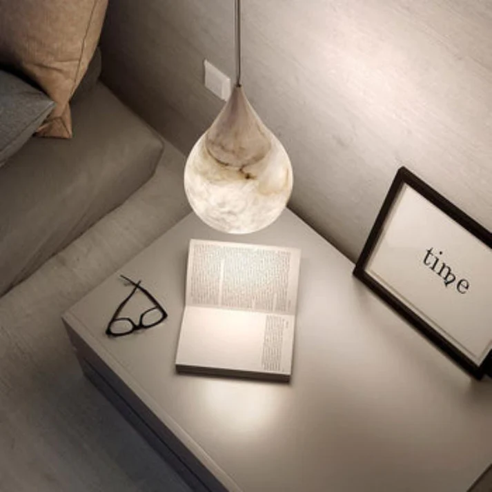 Alabaster Teardrop Single Pendant Light 7"D