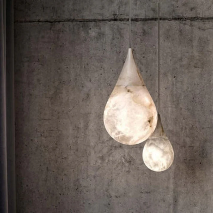Alabaster Teardrop Single Pendant Light 7"D