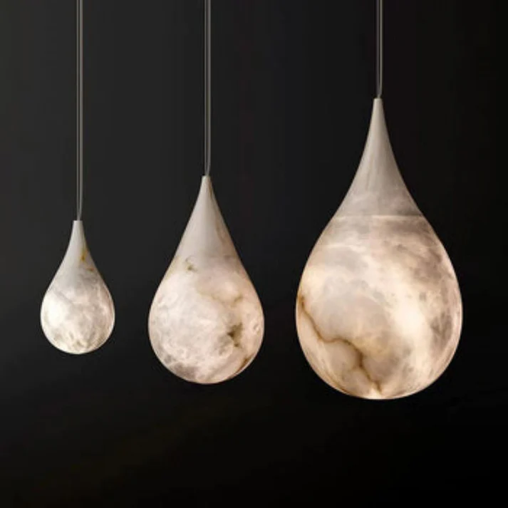 Alabaster Teardrop Single Pendant Light 7"D