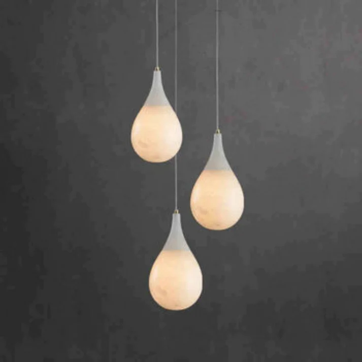 Alabaster Teardrop Single Pendant Light 7"D