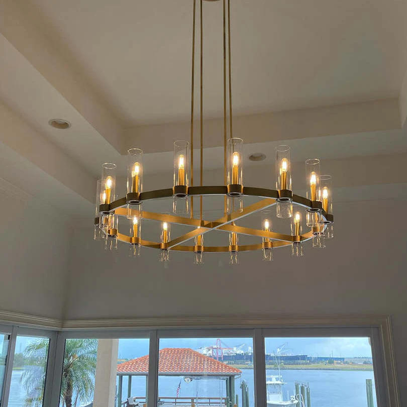 Crystalline Round Chandelier For Art Blown Glass 72"