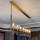 Crystalline Glass Shaded Modern Linear Chandelier 59"/71"
