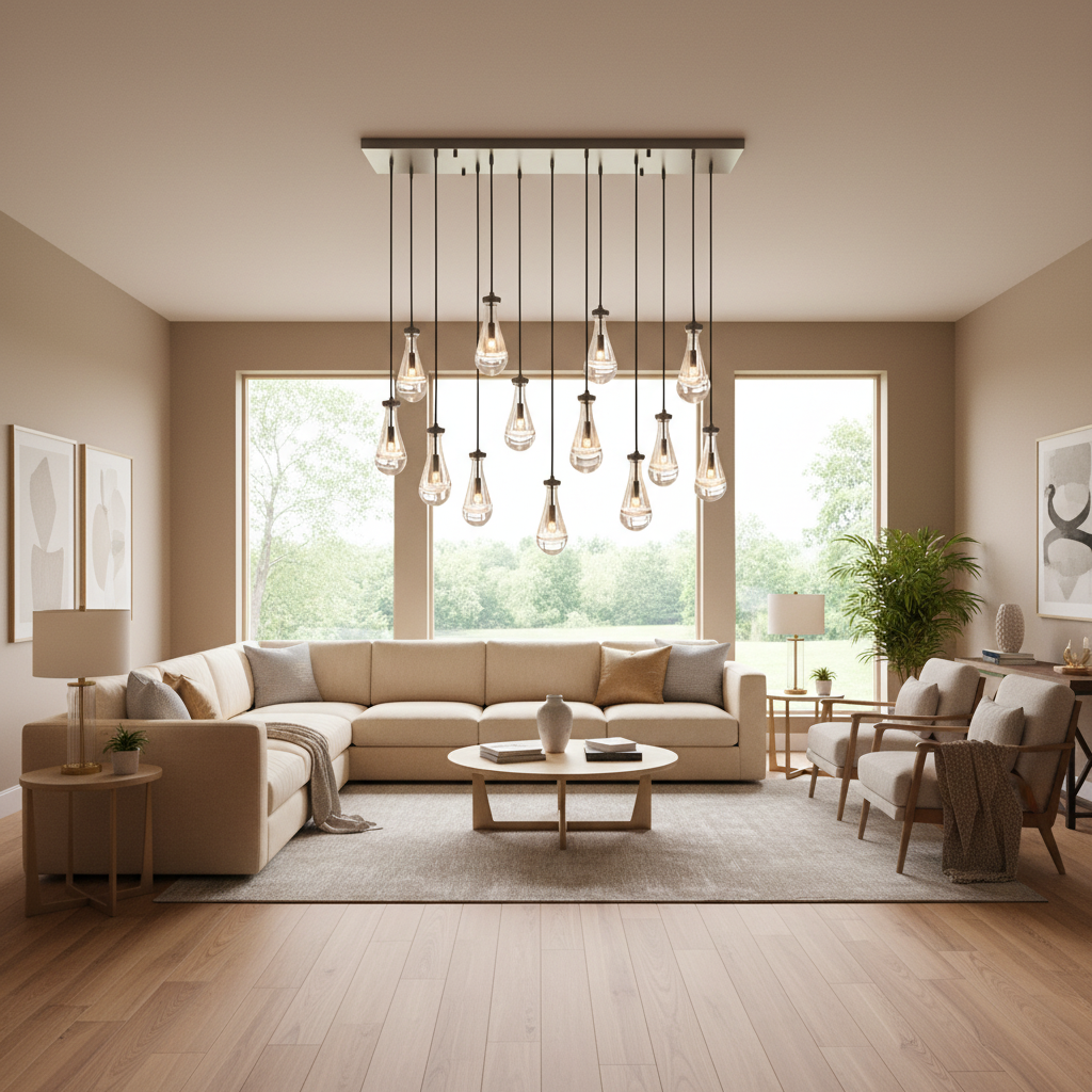 Rosalune Rectangular Chandelier - living room Scene