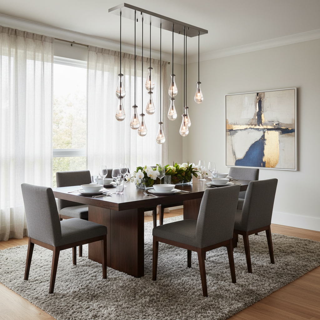Rosalune Rectangular Chandelier - dining room Scene