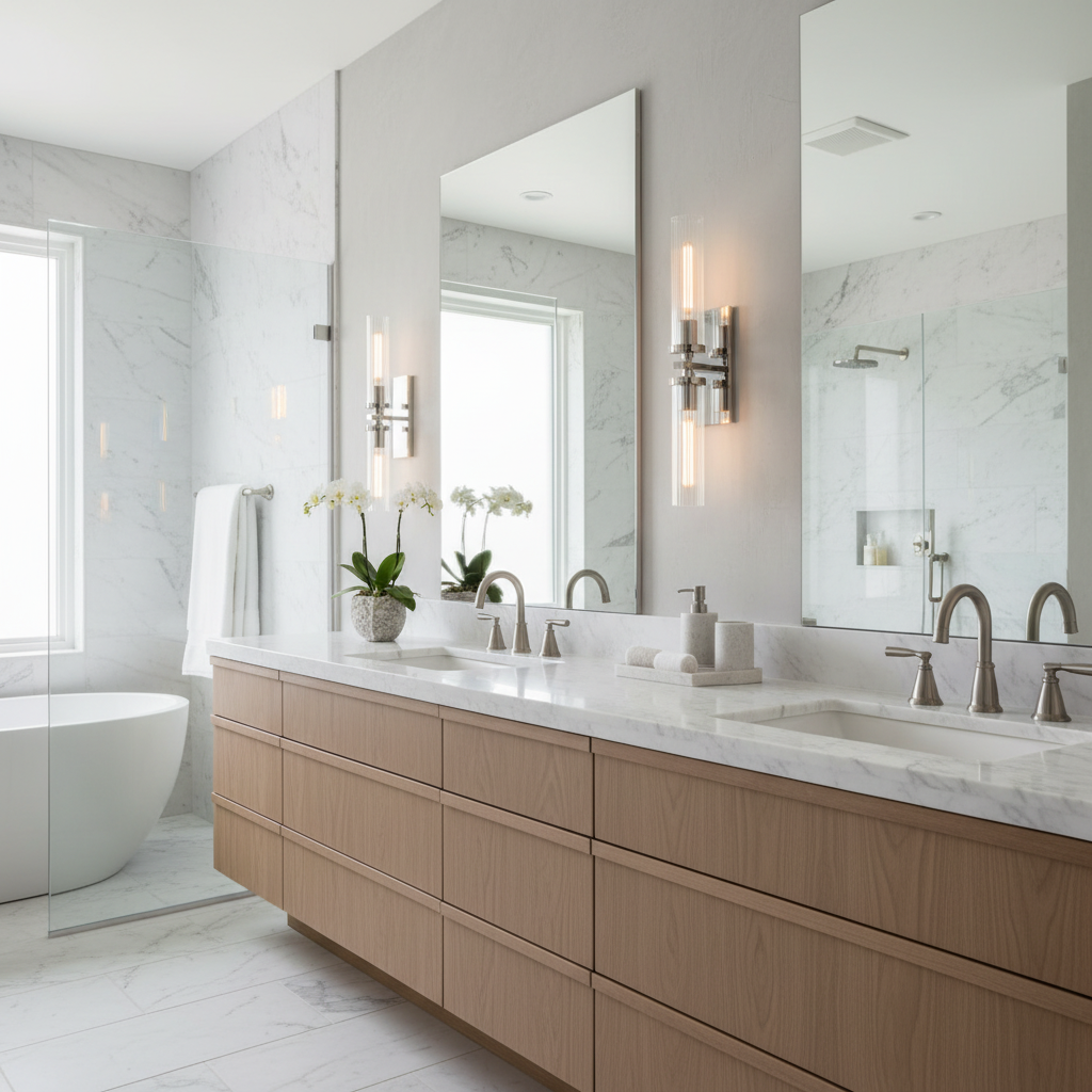 Andreas Spark 2-Light Wall Sconce - bathroom Scene