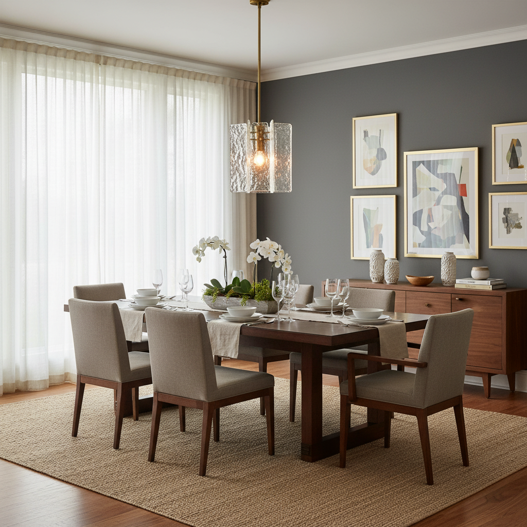 Denise Lattice Rippled Glass Pendant Light - dining room Scene