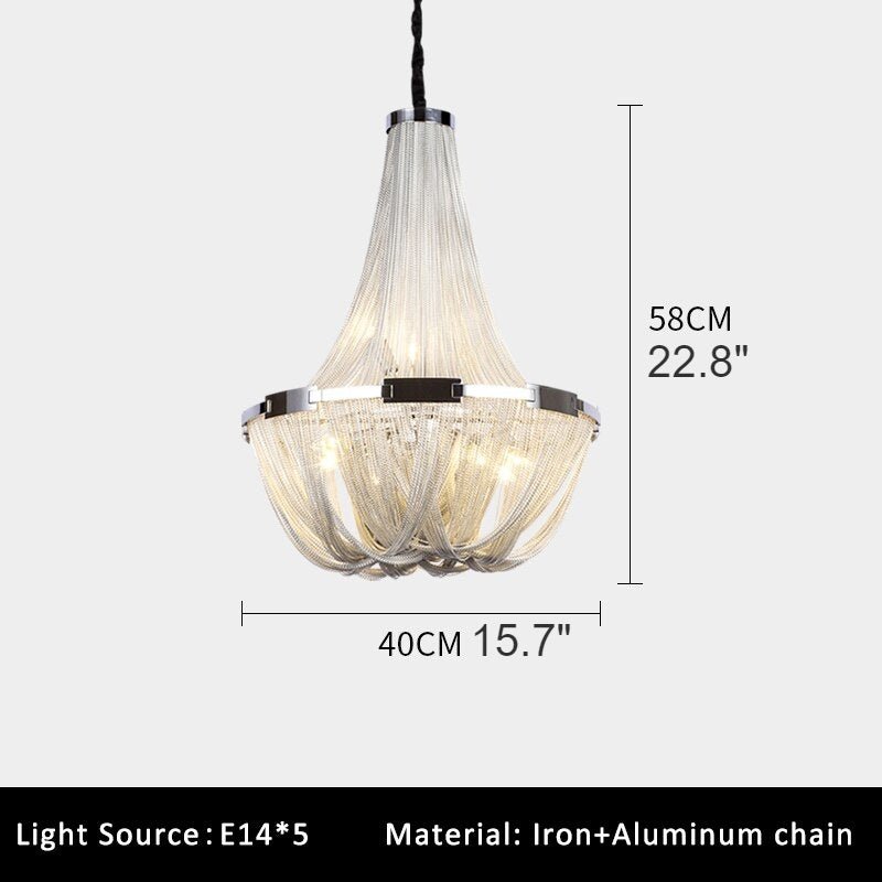 Deniselamp® Silver Chain Chandelier Creative Round Design Loft Chandelier