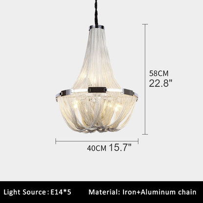 Deniselamp® Silver Chain Chandelier Creative Round Design Loft Chandelier