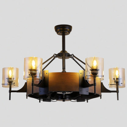 Caged Ceiling Fan with Lights Black Vintage Rustic Farmhouse Chandelier 38.5"