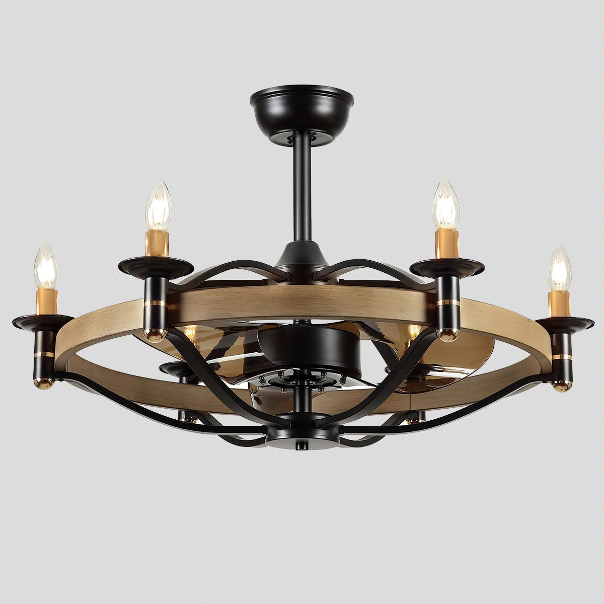 Caged Modern Farmhouse Ceiling Fan Light 32"