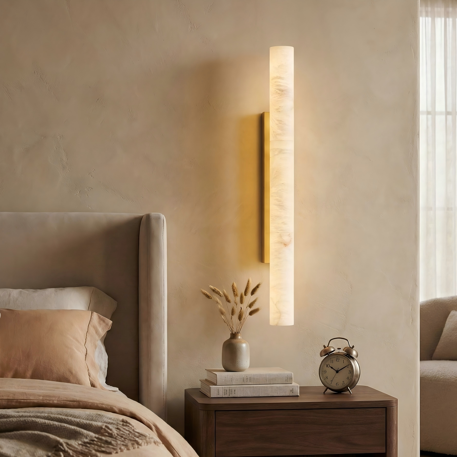 The Celestial 4-Foot Solid Alabaster Grand Sconce