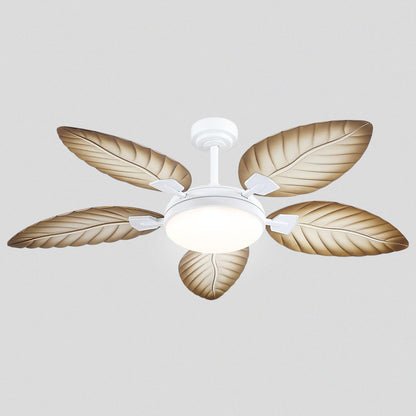 Palm Leaf Ceiling Fans with Lights Tropical Ceiling Fans  6 Speeds Reversible Wood Grain 52"